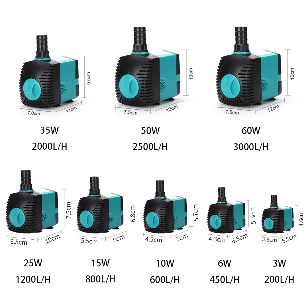 Aquarium Fish Care - Ultra-Quiet 3/6/10/15/25/35/50/60W Submersible Water Fountain Pump