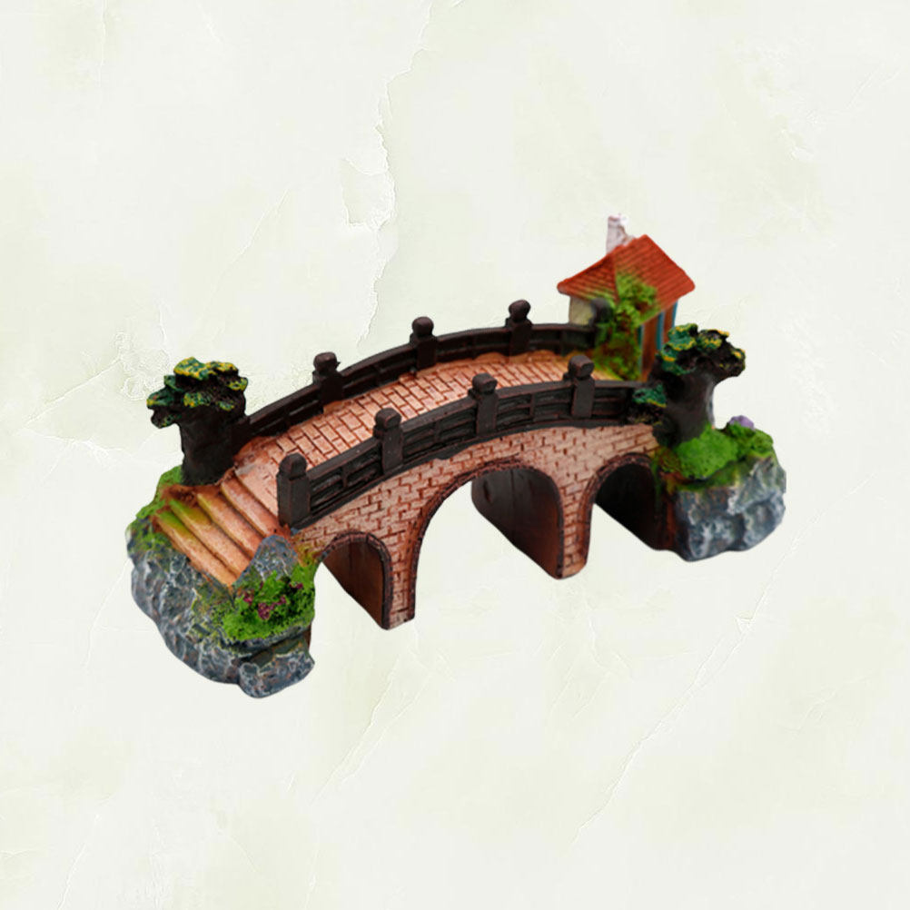 Aquarium Fish Bridge - Artificial Three-Hole Bridge Aquarium Decor Middle